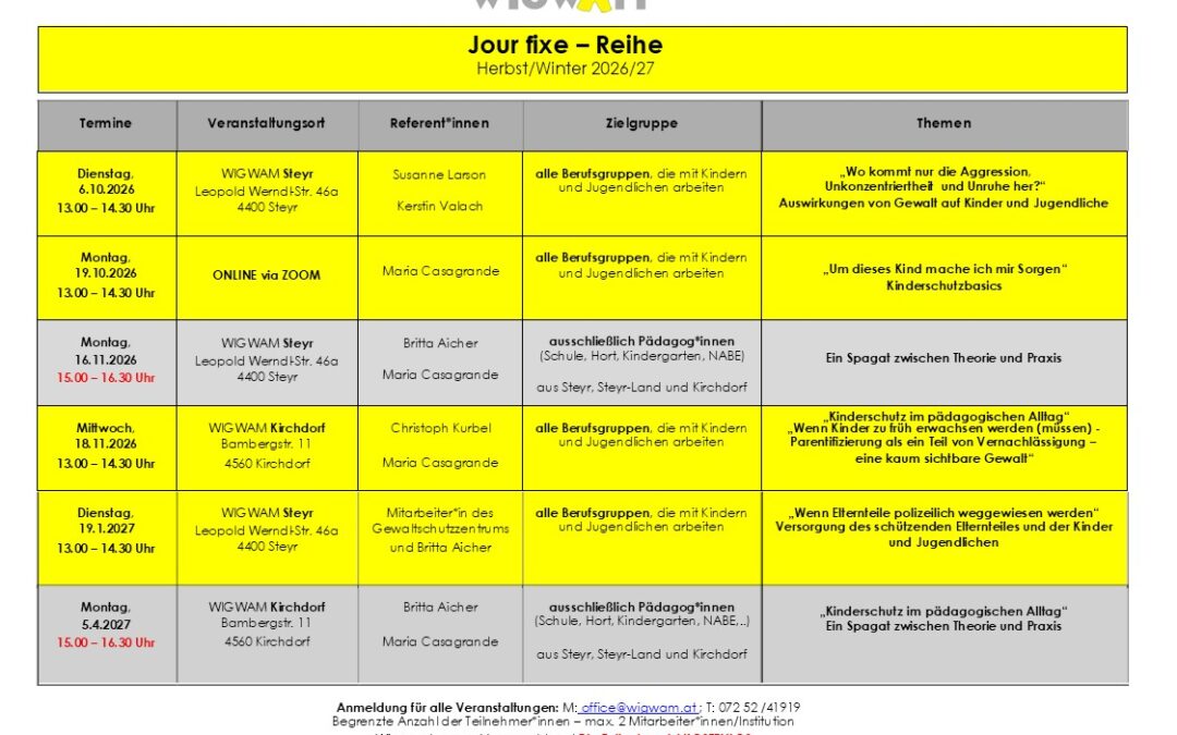 JOUR FIXE Herbst/Winter 2026/27 STEYR & KIRCHDORF